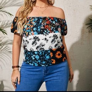 Shein Off-Shoulder Floral print top Size 0X